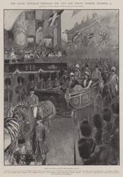 Der königliche Fortschritt durch die Stadt und Süd-London, 25. Oktober